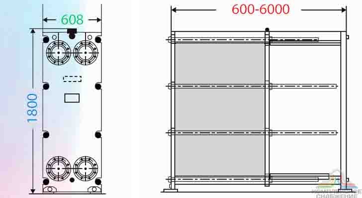 Габаритные размеры пластинчатого теплообменника Анвитэк A8L