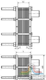 Габаритный чертёж теплообменника Sondex S1
