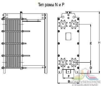 Чертеж пластинчатого теплообменника Tranter GLP 230